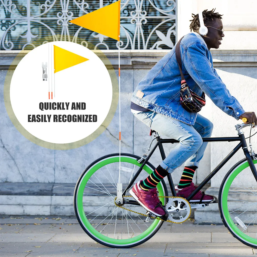 2Pcs Waterproof Safety Flags Triangular Bike Flags Pole Warning Easy Installation Cycling Accessories