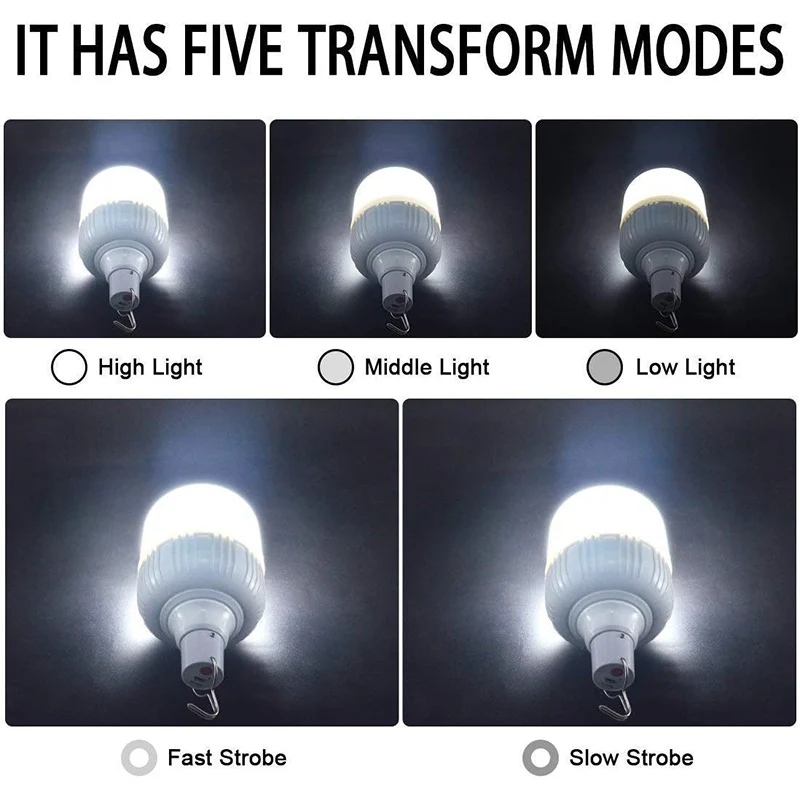 LED Emergency Lights with Solar Panel Outdoor USB Rechargeable Portable Lanterns Hanging Camping Energy Saving Bulb Garden Tent