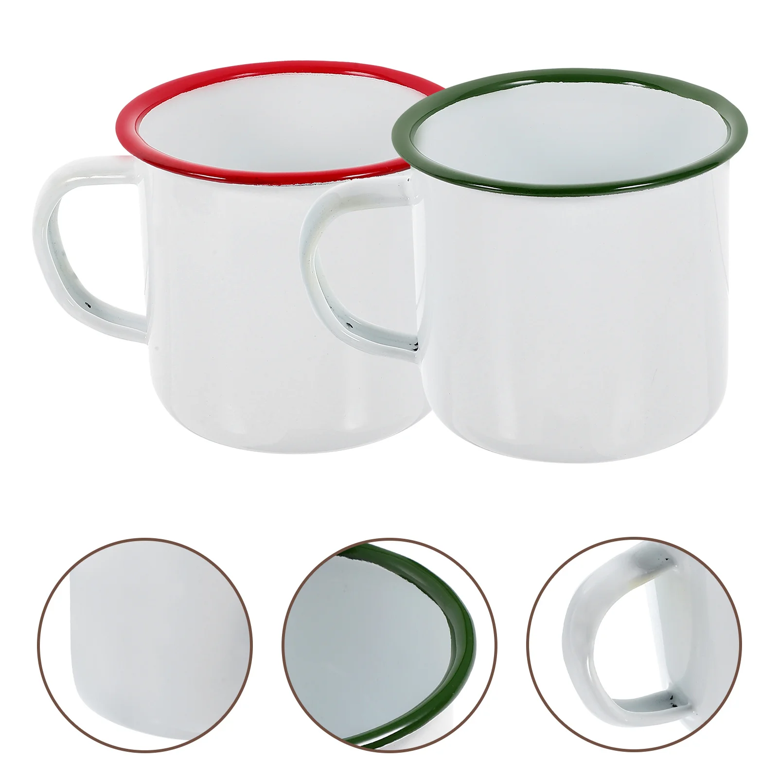 

2Pcs Home Enamel Cup Set Small Milk Mugs for Kids Breakfast Portable Juice Cup Heat Resistant Drinkware for Office Camping Daily