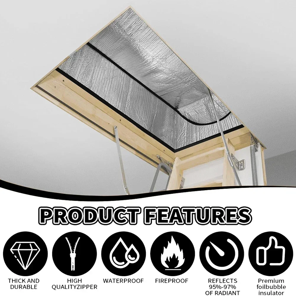 Attic Tent Insulation Cover Energy-Saving Attic Dust Cover Stairs Door Ladder Insulator Easy To Install Fireproof