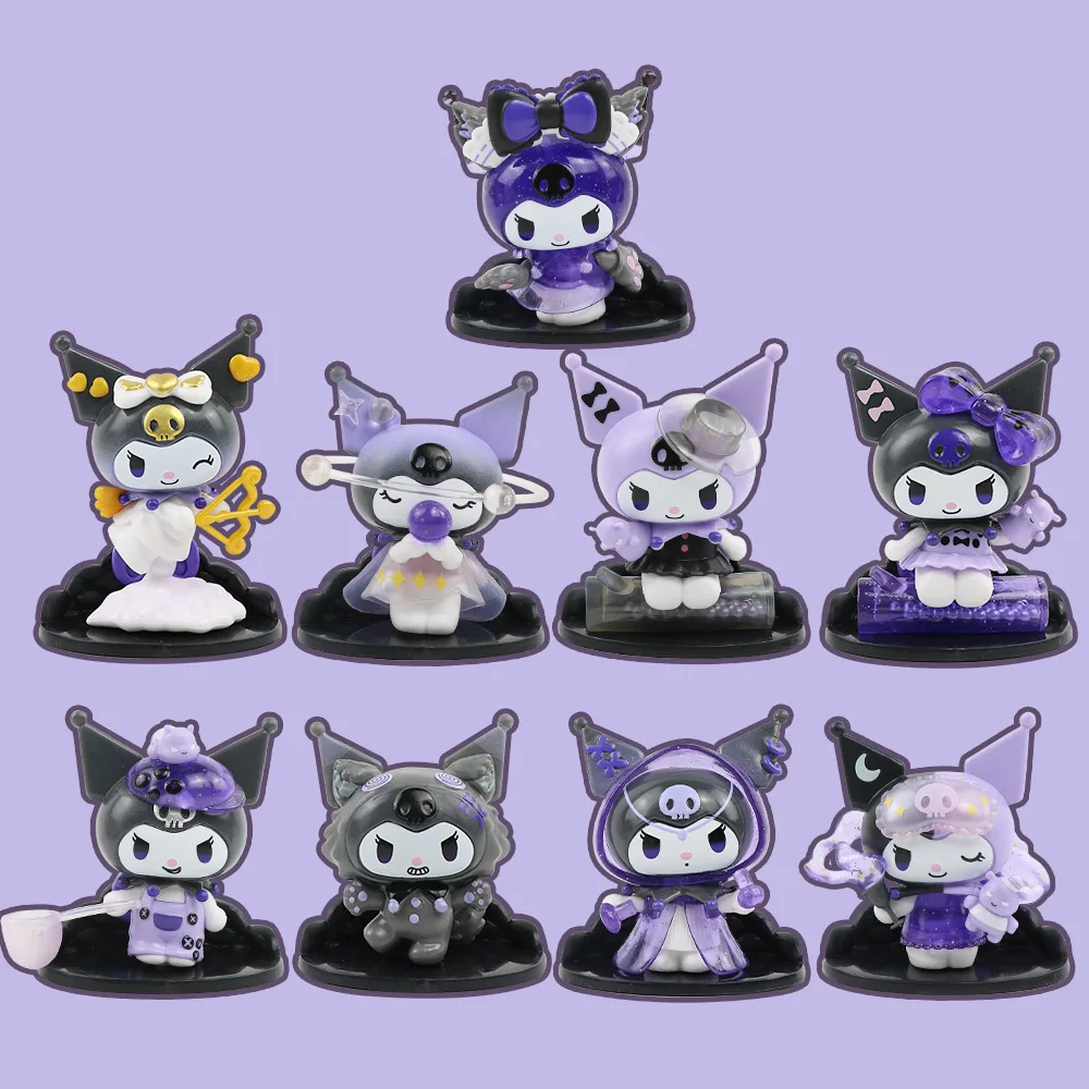 9pc Sanrio Cartoon Kuromi Werewolf Killer Office Series Trendy Doll Desktop Ornament Lovely Girl Children'S Birthday Gift Toy