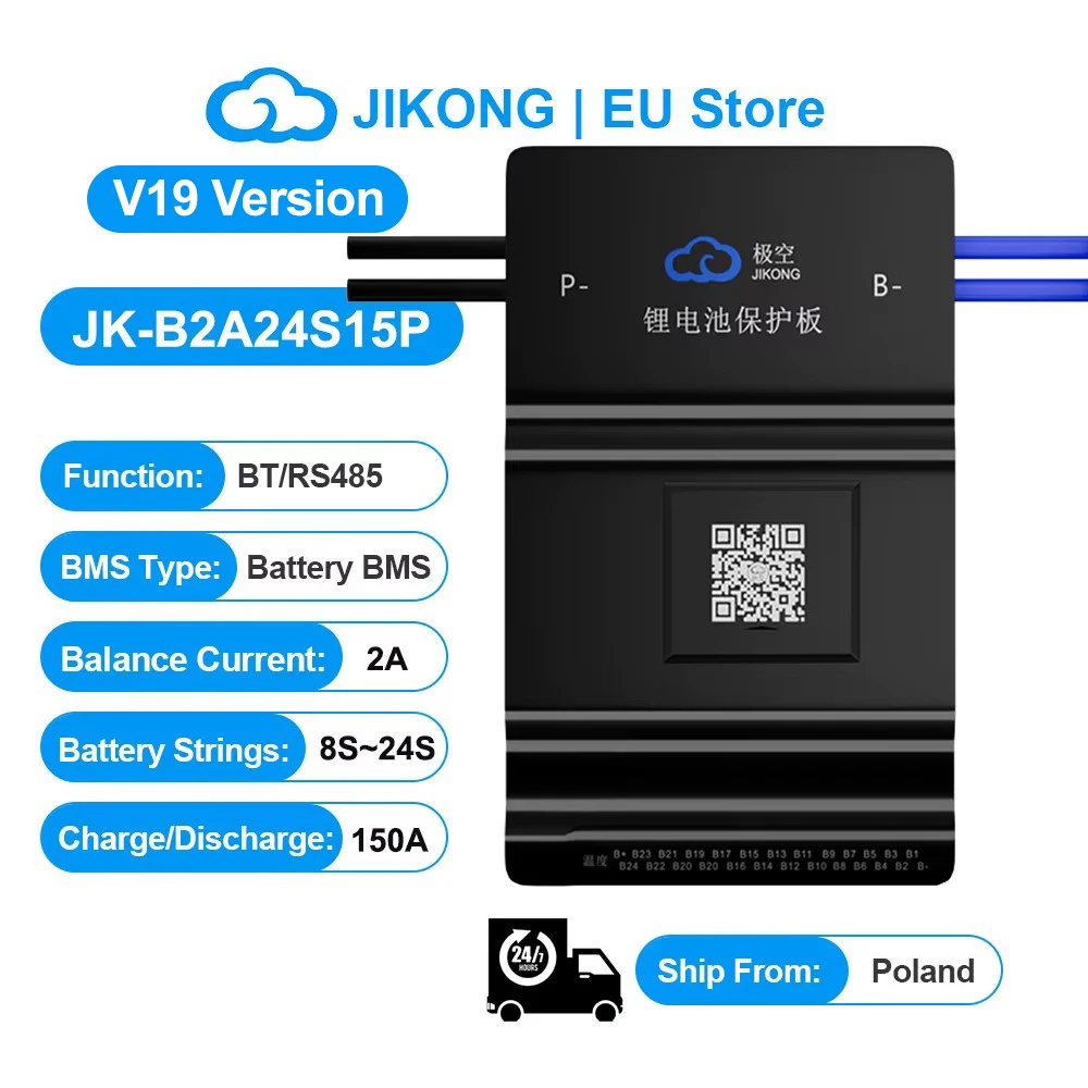 JIKONG BMS V19 JK-B2A24S15P 8S~24S BMS Attivo con Bilanciamento Corrente 2A e Scarica 150A per Batterie Lifepo4 Li-Ion LTO JK BMS