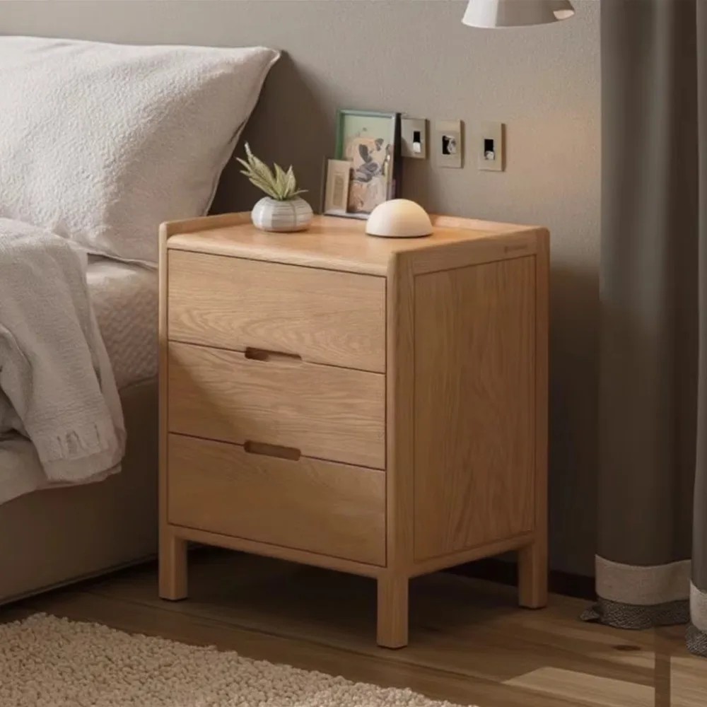 ตู้ข้างเตียงไม้สีธรรมชาติสำหรับเด็ก รุ่นขายดี - ตู้ข้างเตียงขนาดเล็กสไตล์ Burlywood สำหรับห้องนอน - ตู้เล็กสามลิ้นชัก