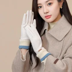 Fashion Winter Women's Wool Gloves Touchscreens Keep Warm Autumn Windproof Female Cashmere Mittens for Driving Riding