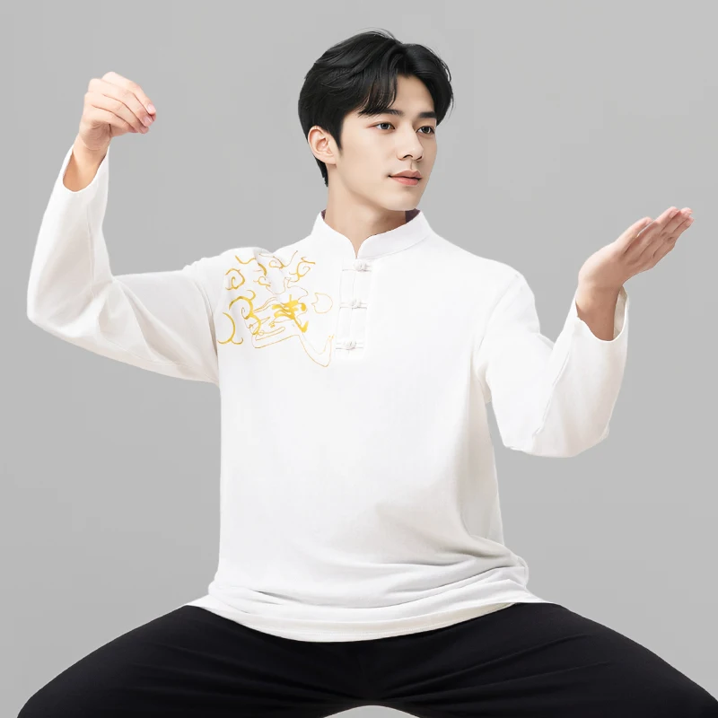 

Униформа кунг-фу для взрослых и детей, униформа из чистого хлопка с короткими рукавами, эластичная трикотажная быстросохнущая футболка Тайцзи Тайчи, одежда для боевых искусств на лето