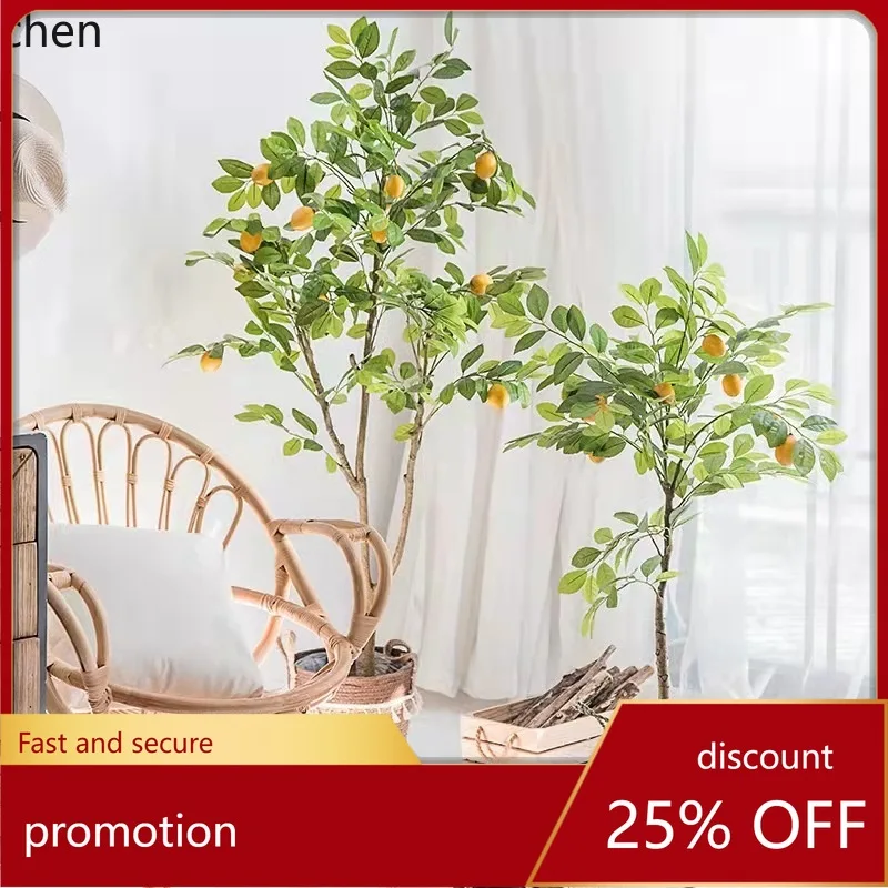 

HXL Artificial Lemon Tree Potted Plant for Home Decor, Floor-Standing with Long Branches, Leaves and Fruits