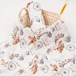 Elinfant Digital Print 1pcs Bamboo Cotton Muslin Swaddle Blankets High Quality 120*110cm 2 Layers Newborn Baby Bath Towel Wrap