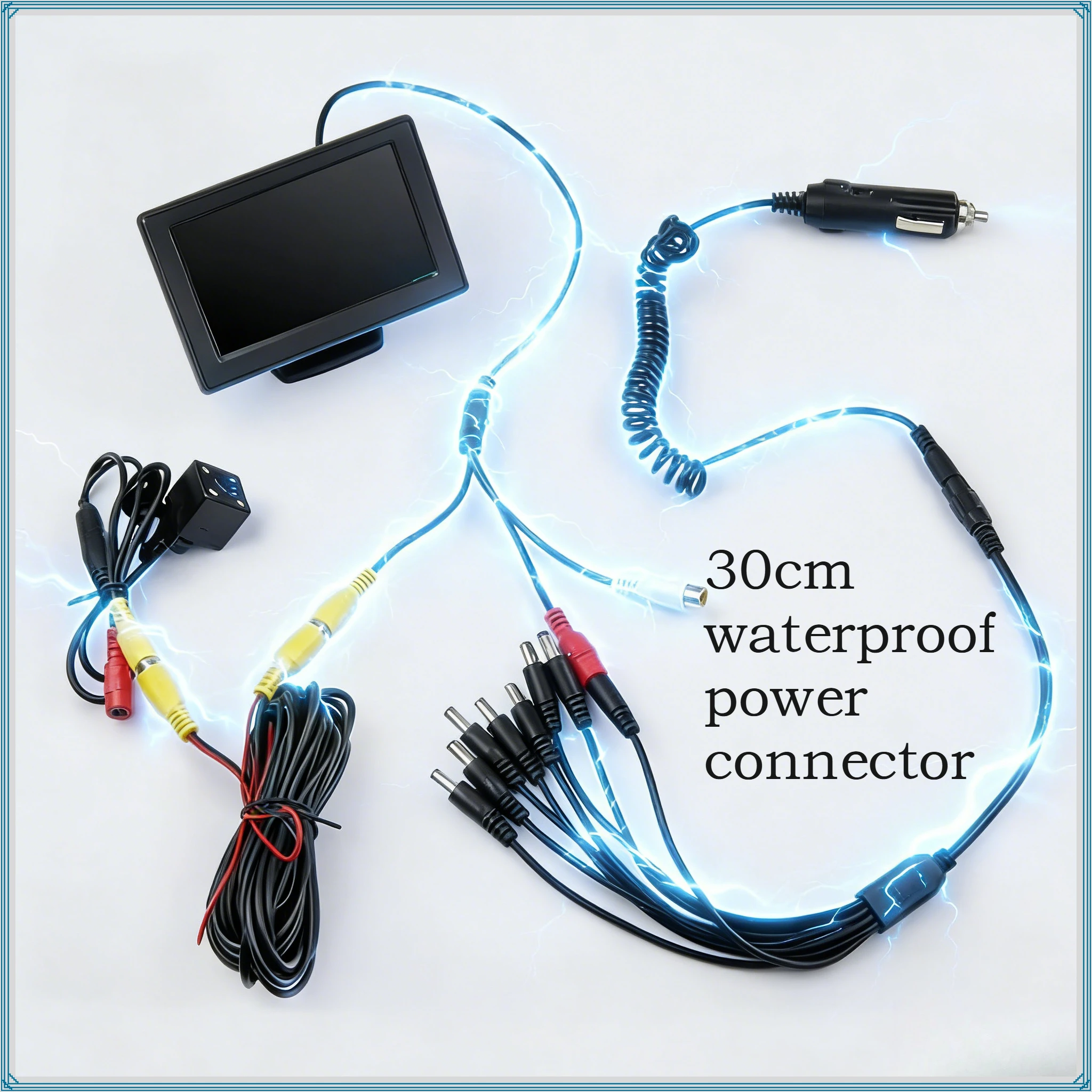 1 To 2/3/4/5/6/8 Waterproof 12V Surveillance DC 5.5*2.1MM  Power Splitter Router Power Cable Adapter Cable 30CM Black Connector
