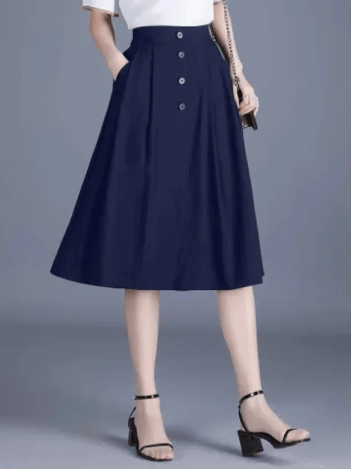 

Женская летняя юбка миди больших размеров с эластичным поясом, утягивающая, универсальная, с высокой талией, А-силуэт, цельная, из тонкой ткани, однотонная