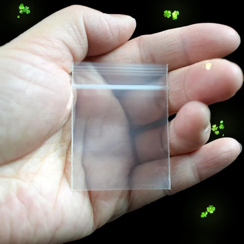 100pcs Clear Plastic Mini Ziplock Bag Transparent Jewelry Crystal Packing Pouches Reusable Zipper Lock Sack Thickness 0.2mm