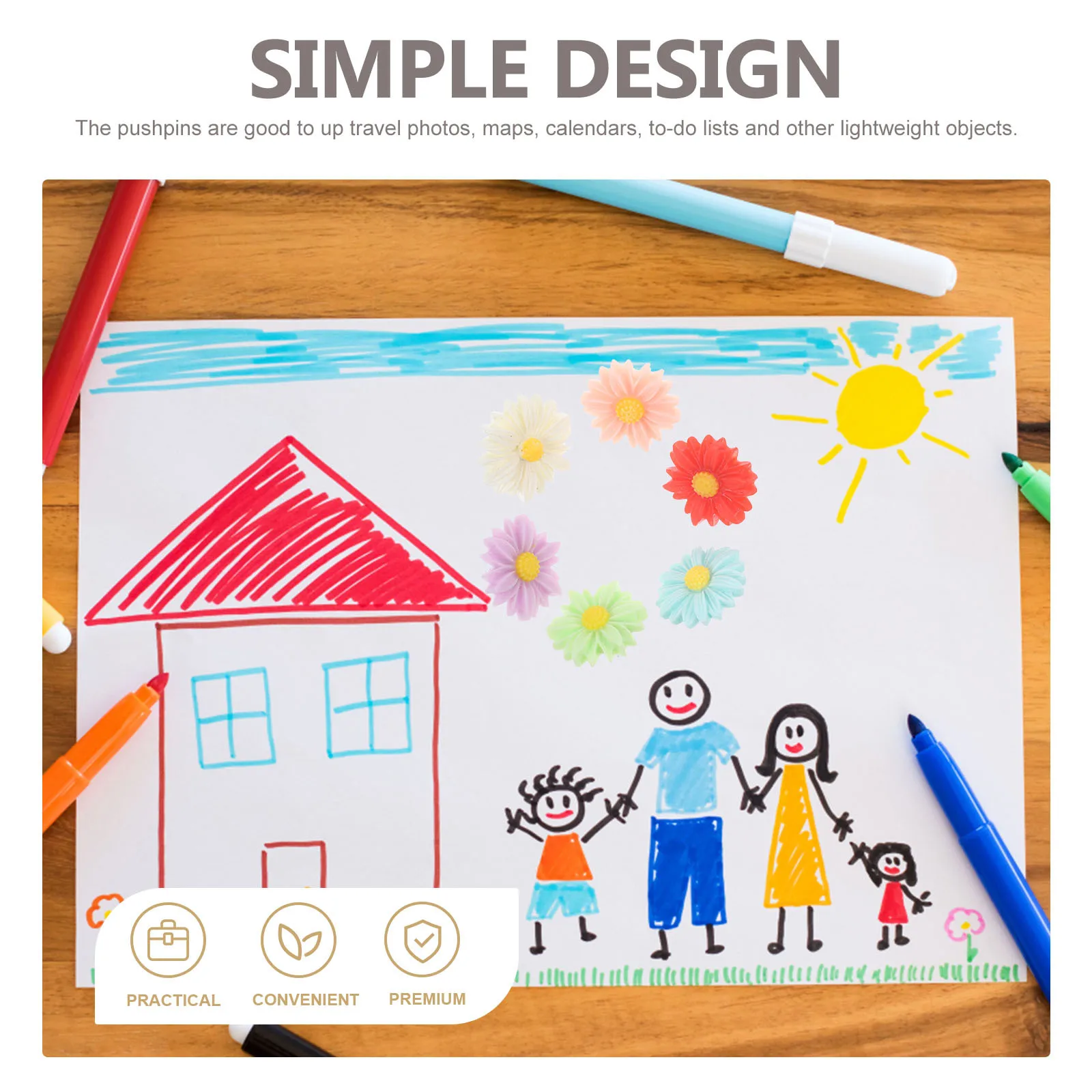 

30Pcs Resin Thumb Tacks Daisy Shape Colorful Pushpins for Cord Board Decoration Travel Photos to-Do Lists Notes Display