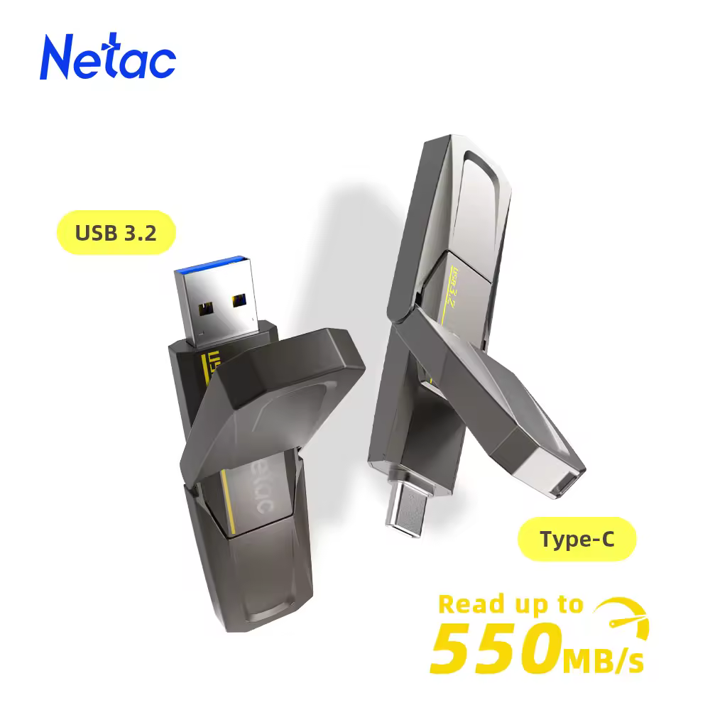 Netac-USB Tipo C Flash Disk, US5 Solid State Drive, 550 MBps, 128GB, 256GB, 512GB, 1TB, USB3.2, Gen2, Frete Grátis