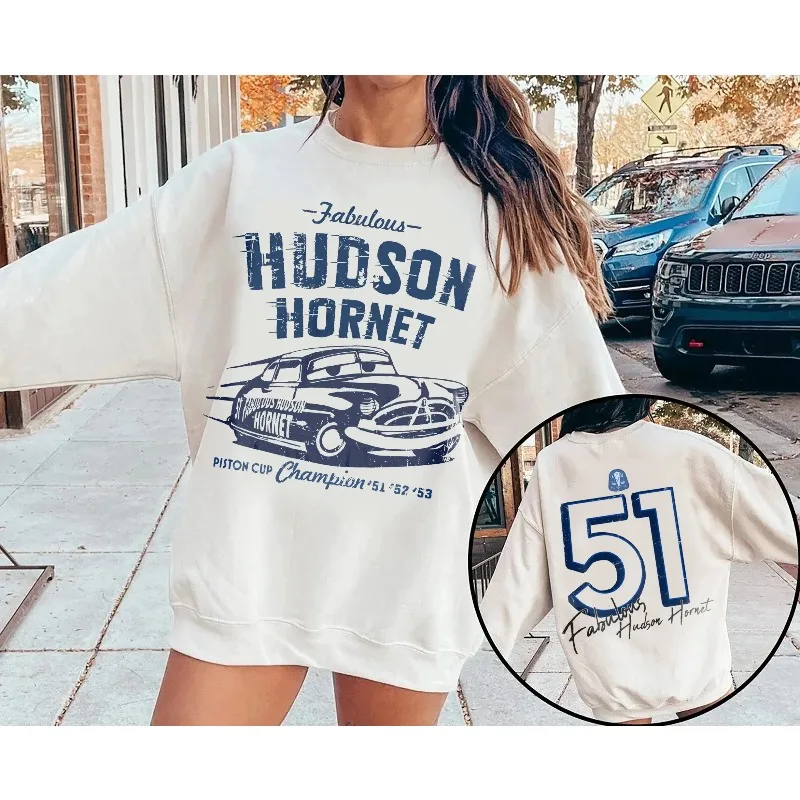

Толстовка в стиле ретро Disney Pixar Cars Movie, забавный пуловер с круглым вырезом Doc Hudson, потрясающий осенне-зимний пуловер с круглым вырезом