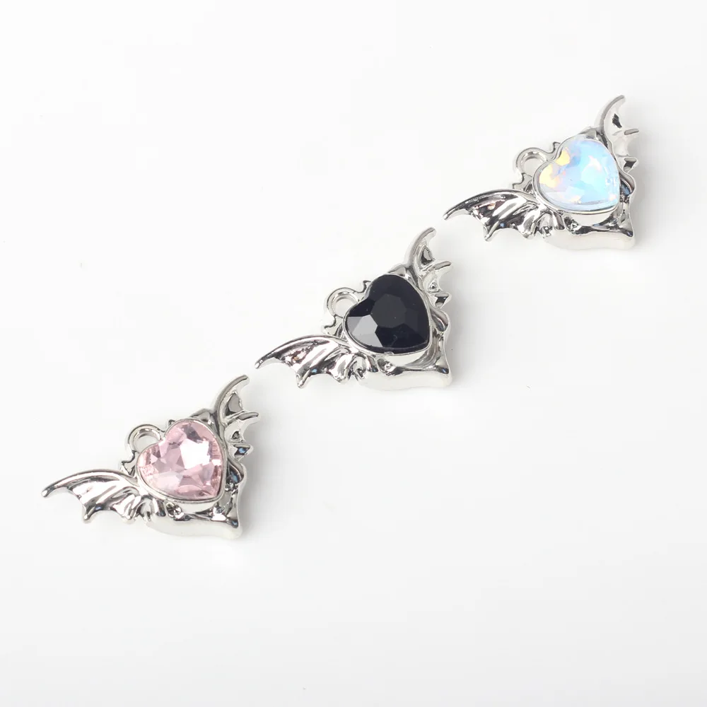 Sparkling Rhinestone Zinc Alloy Heart Charms for DIY Jewelry Making Wholesale Bulk Jewelry 10pcs/lot