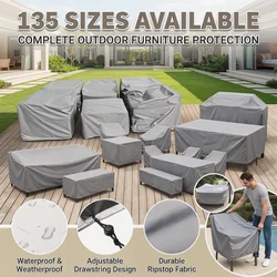 75 Sizes Furniture Waterproof Cover For Rattan Table Cube Chair Sofa Rain Garden Patio Protective Cover Black and Silver