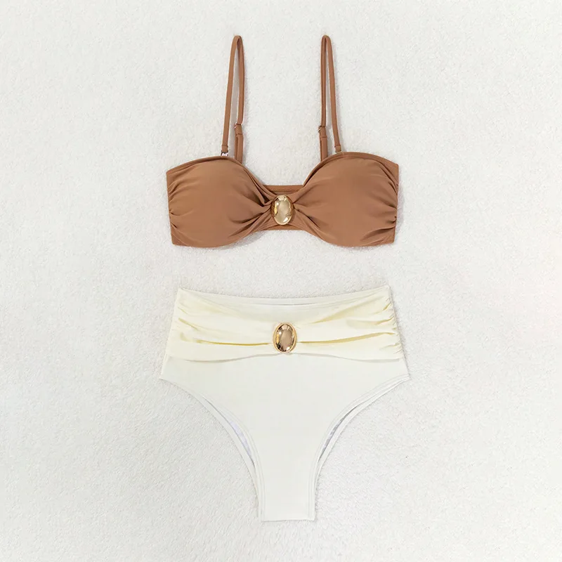 Bandeau Bikini Push Up Women Swimsuits 2024 Sexy Female Swimwear Brazilian Bikini Set Thong Biquini Swim Suits Solid Beachwear