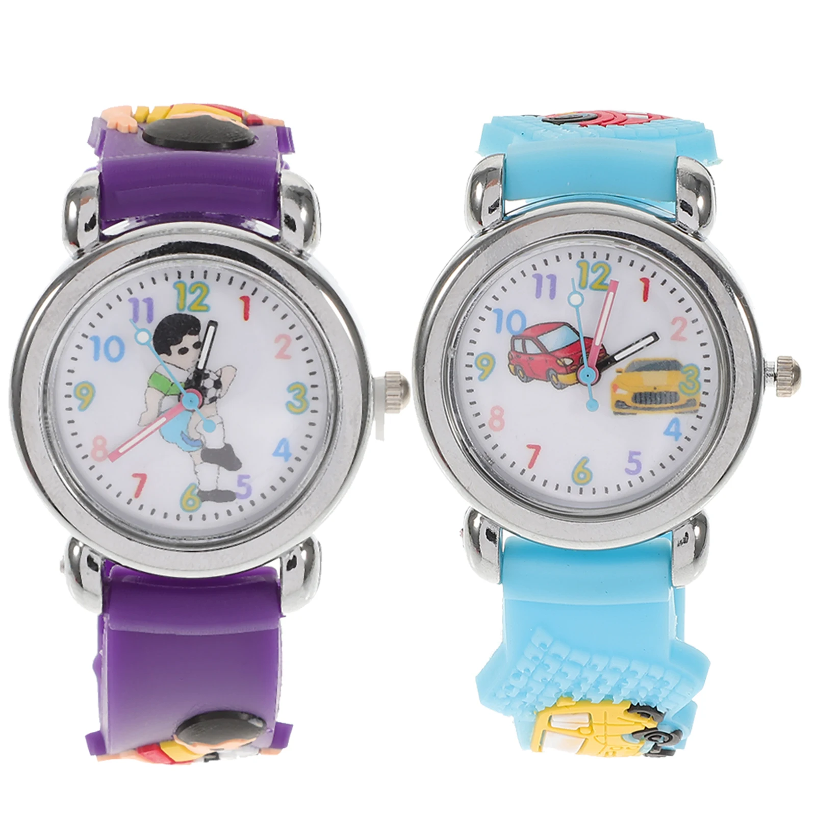 

2 PCS 3D Watch Cartoon Wrist Stopwatch Girl Watches Kid Kids Character Childrens Children's Electronic for