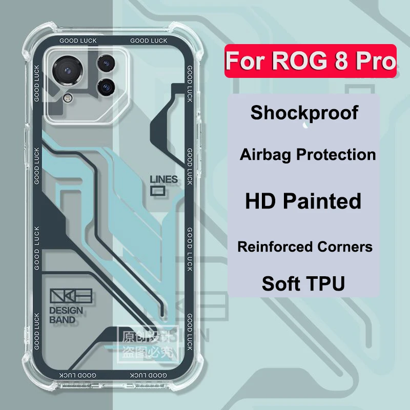 For Asus ROG 8 Pro Reinforced Corners Soft TPU Shockproof Airbag Case For Asus Zenfone 11 Ultra Cover For Asus ROG 3 5 5S 6 7 8