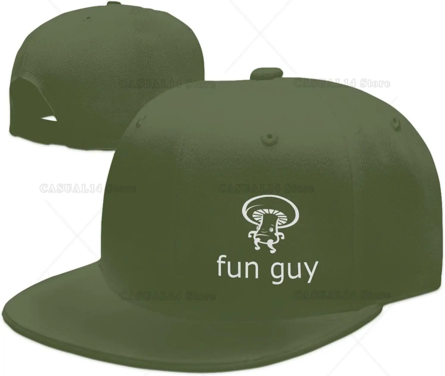 

Funny Mushroom Fun Guy Hats for Men Women Flat Bill Brim Trucker Hats Adjustable Black Hip Hop Baseball Cap