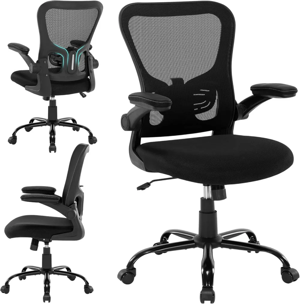 Office Chair Ergonomic Desk Chair, Mesh Computer Home Office Desk Chairs with Adjustable Lumbar Support and Flip-up Armrests