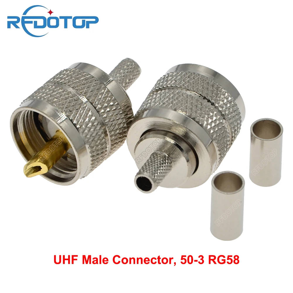 5PCS SL16 SO239 PL259 UHF Male Plug Connector Crimp RG58/RG142/LMR195 Coax Cable UHF PL-259 Male 50-3 RF Connector High Quality