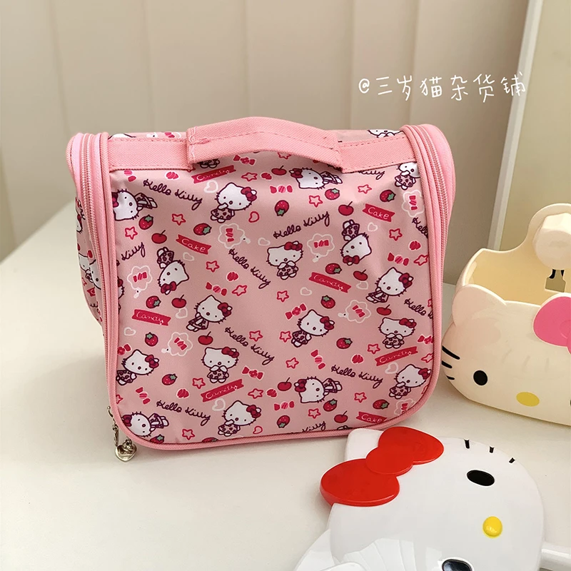 Hello Kitty Y2K Cosmetic Bag Sanrio Kawaii Anime Cartoon Cute Travel Portable Storage Bag Toiletries Handbag Toys Girls Gifts