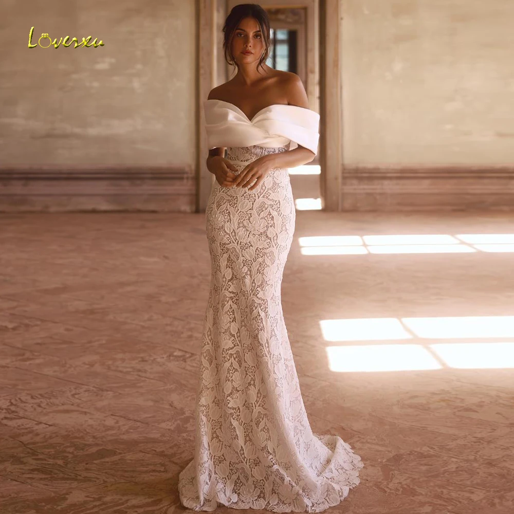 Loverxu Mermaid Wedding Dresses For Women Sweetheart Vestido De Novia Lace Appliques Detachable Train Custom Made Bridal Gowns
