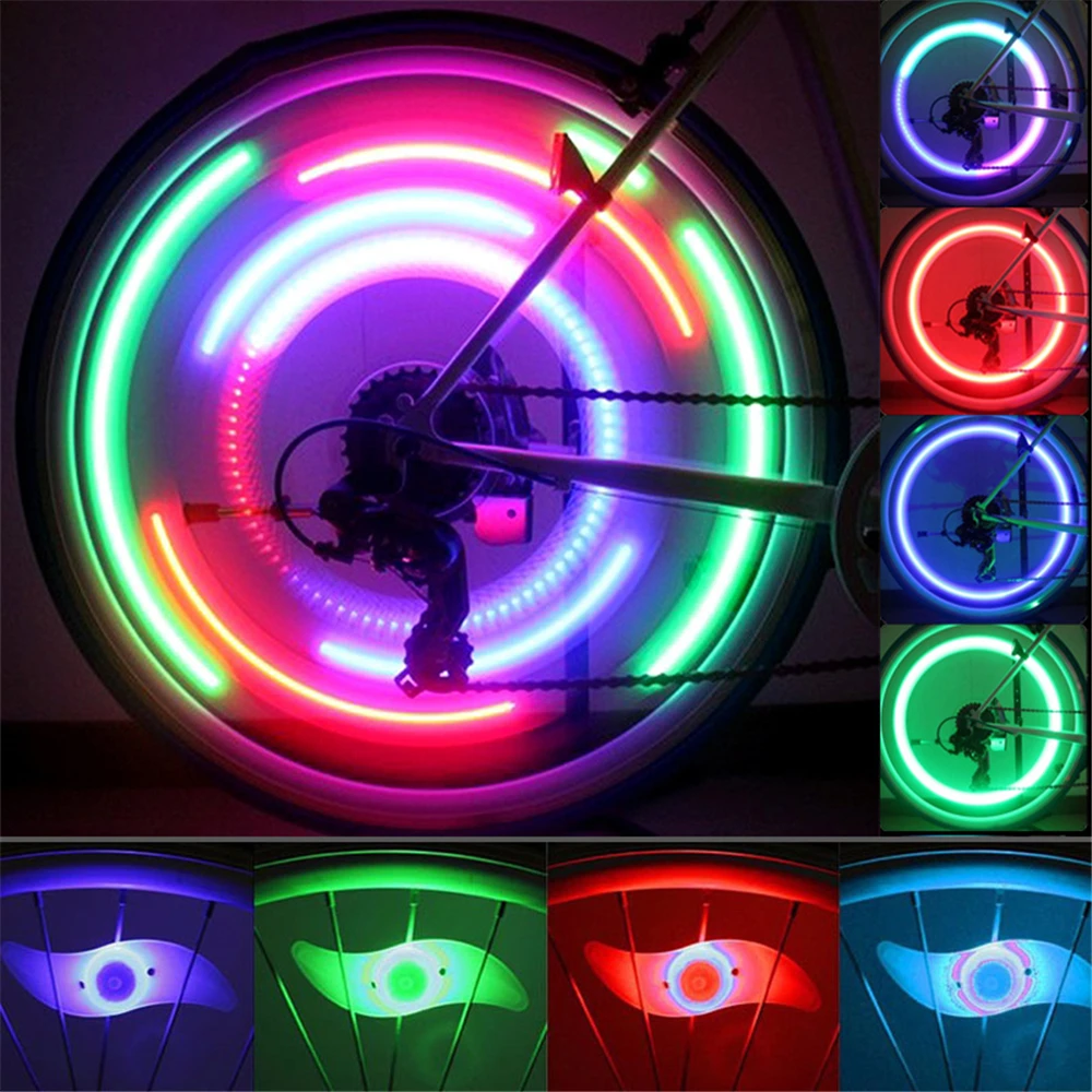 New Bicycle Spoke Lights 3 Lighting Mode MTB Road Bike Wheel Decoration LED Neon Color Night Cycling Safety Warning FlashLamp