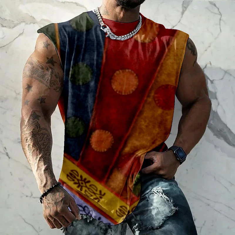 

Vintage Graphic Printed Tank Tops Mens Oversize Sleeveless O Neck Casual Camisoles 2024 Summer Fashion Loose Men Vest Streetwear