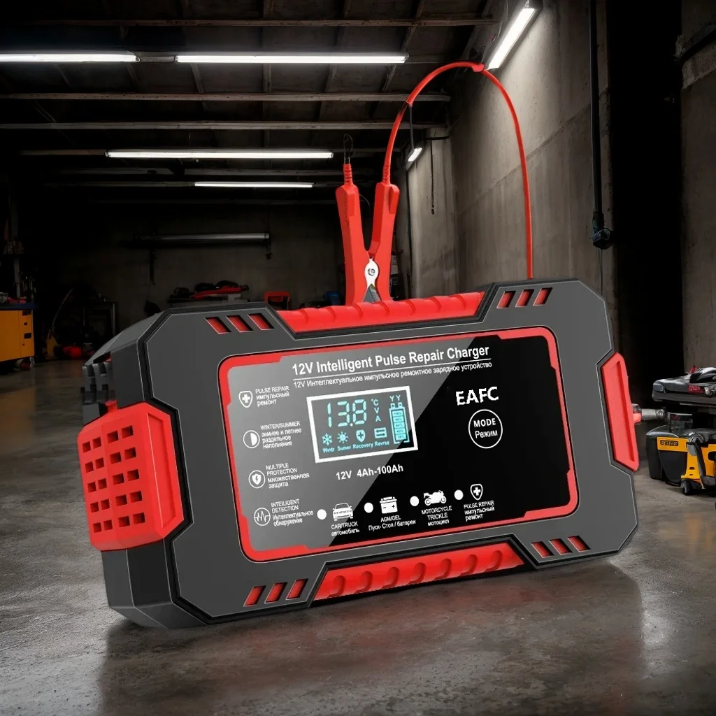 

12V 6A Smart Car Battery Charger|AGM/GEL/Lead-Acid Pulse Repair|LCD Display|Auto & Motorcycle Charging