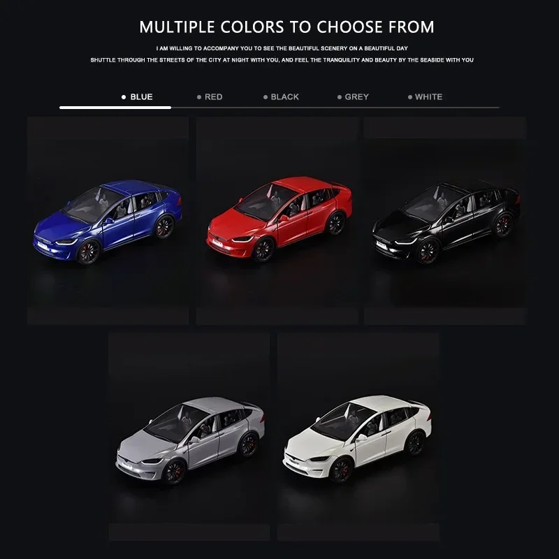 1:24 Model X New Energy Vehicle Alloy Model Diecast Metal Toy Car Model Simulation Sound Light Collection Childrens Toy Gifts