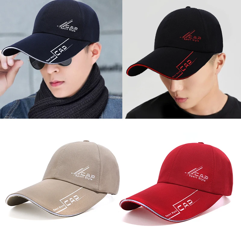 Baseball Cap Men Summer Visor Cap Straight Visor Baseball Cap For Men Sunshade Long Brim Adjustable Breathable Peaked Hat