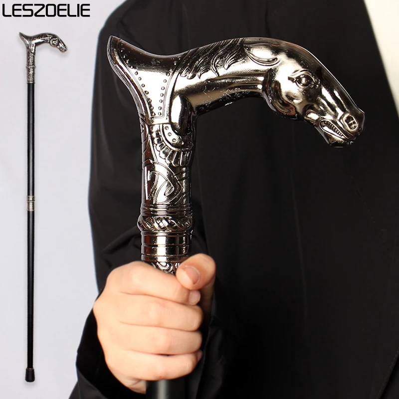 Horse Head Luxury Fashion Walking Stick Man Decorative Walking Cane Women Vintage Metal Canes Men Decoration Walking Stick