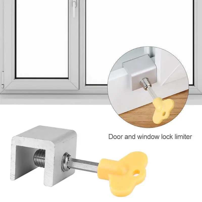 Sliding Window Sash Lock Stopper Anti-theft Door Lock Non Punch Aluminum Alloy Window Lock Safety Locks for Baby Kids and Pets