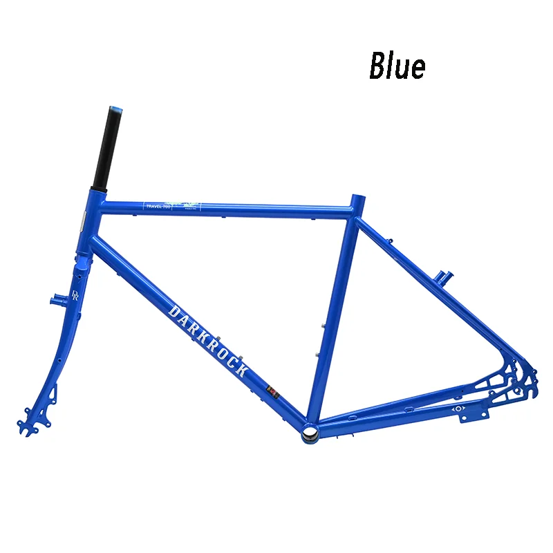 DARKROCK-CRMO-Steel Bicycle Frame, Travel 700C, Long Distance, Front Fork, Leisure, Touring, Gravel, Mountain, Road