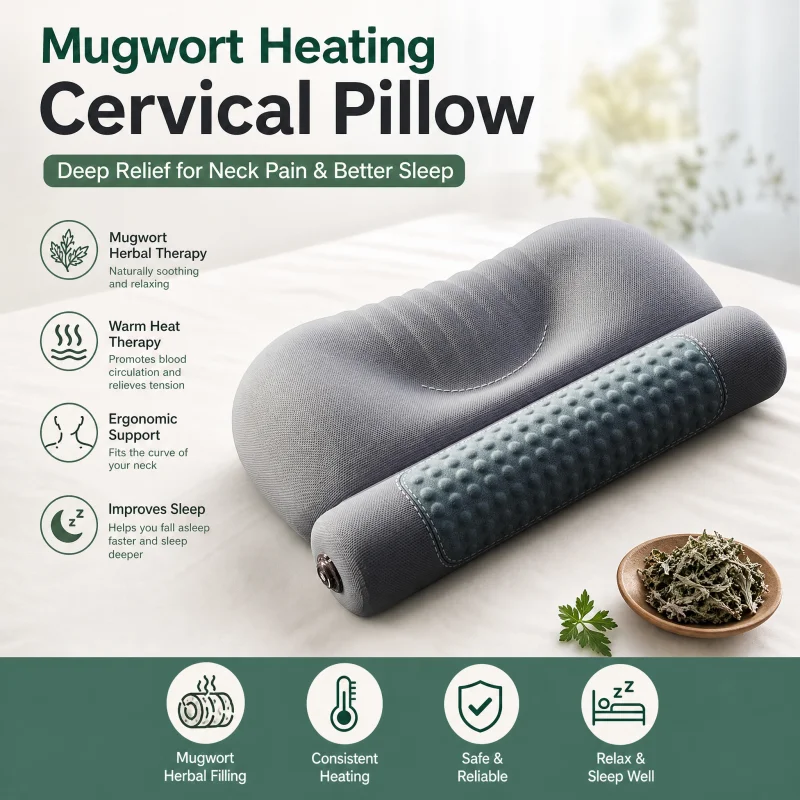 Neck Massager Pillow Hot Compress Memory Foam Pillow for Cervical Vertebra Moxibustion Spine Protection Heating Sleep Pillow