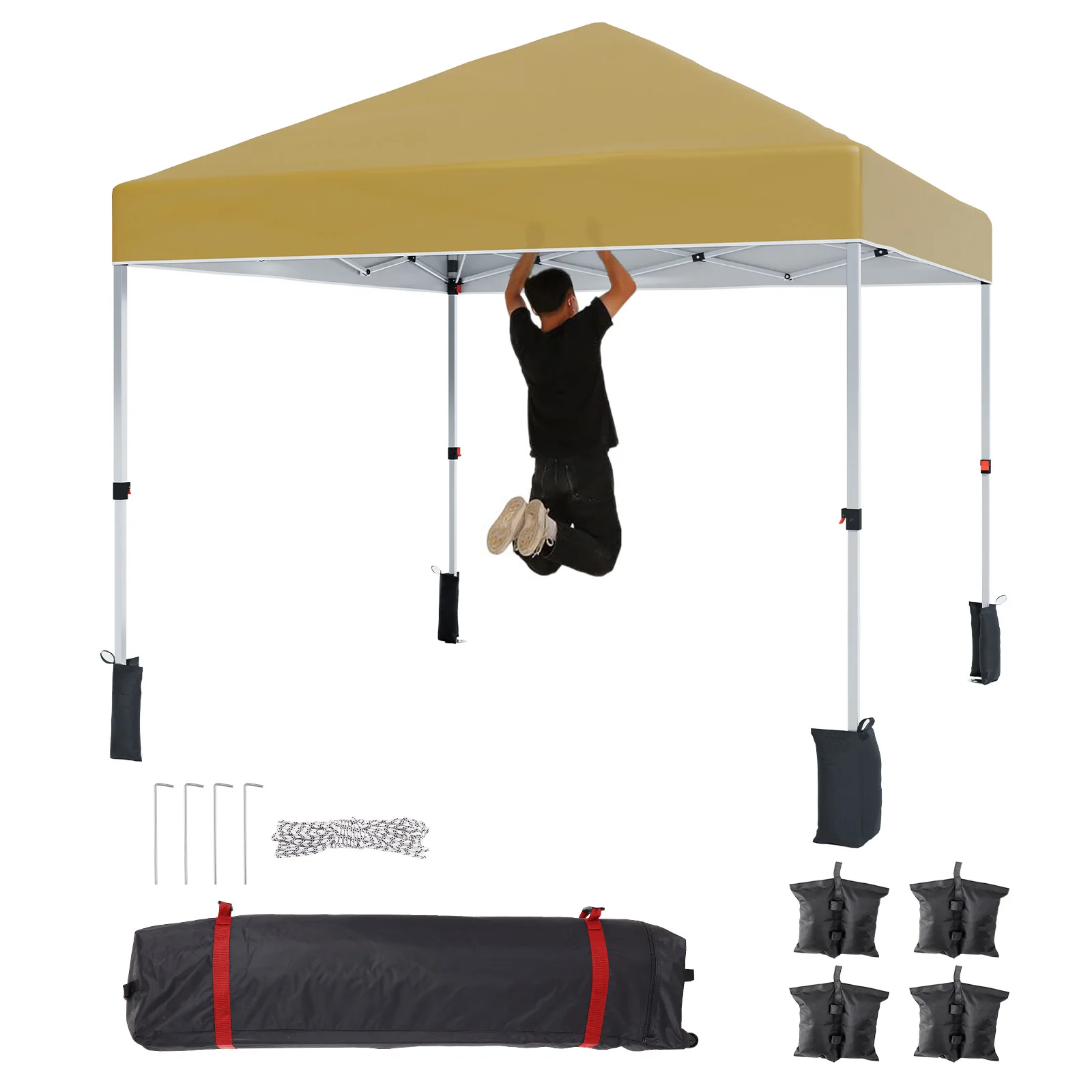 10x10ft Center Locking Canopy Tent, Portable Outdoor Canopy Tent, Height Adjustable Straight Legs, Waterproof and UV Protection