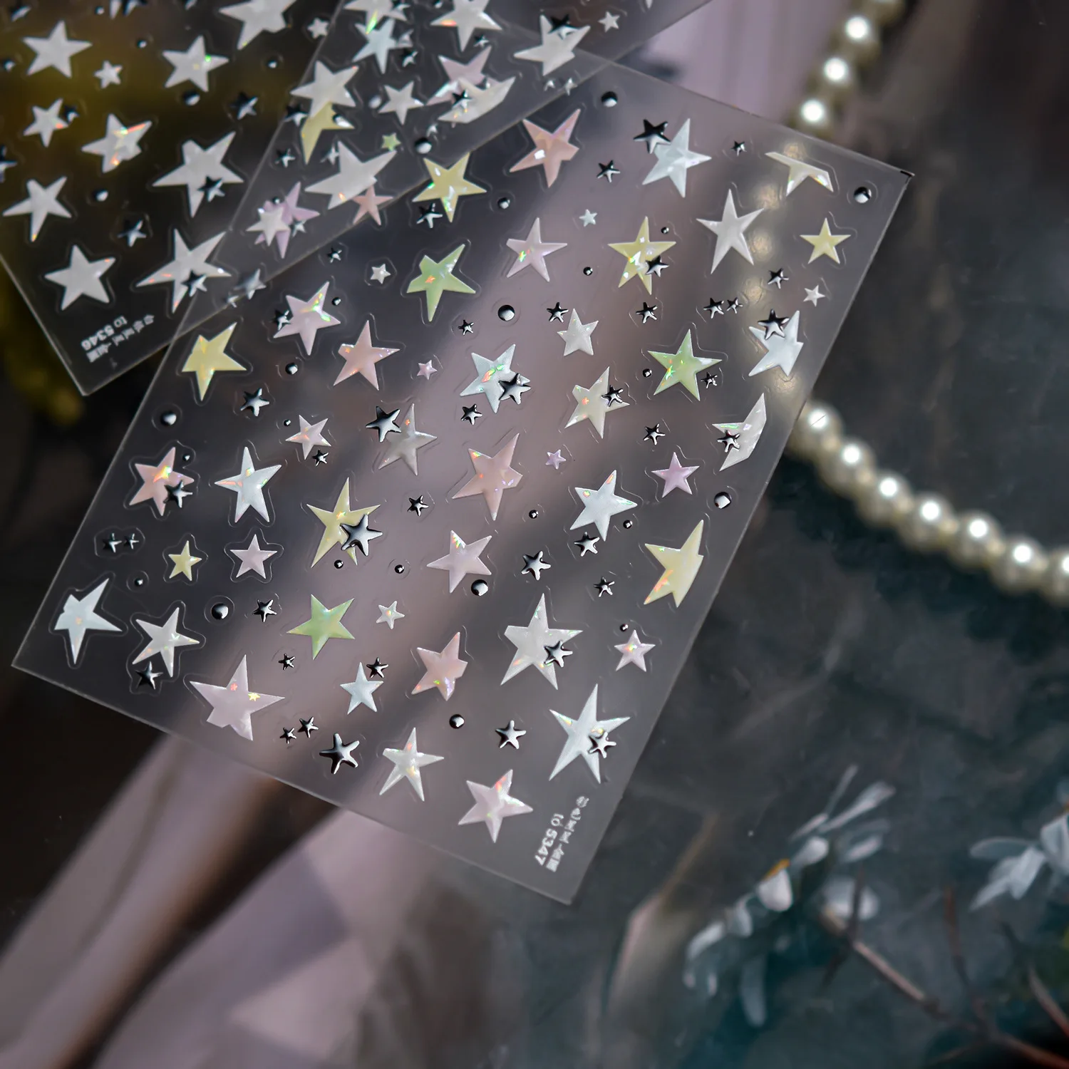 Metal Flash estrellas coloridas pegatinas para decoración de uñas DIY calcomanía de manicura fina y resistente decoración T-5348