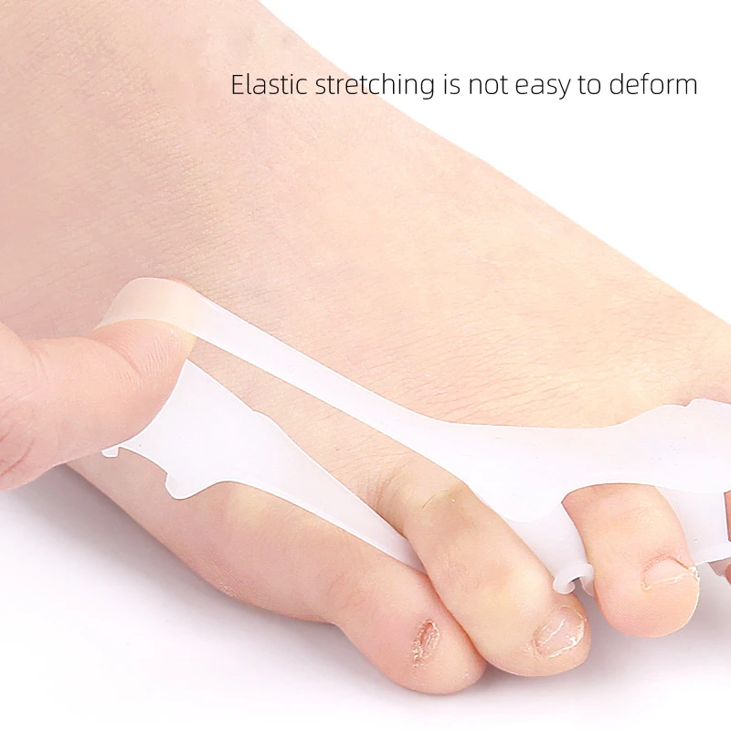 2Pcs=1Pair Silicone Foot Overlapping Toes Separator Bunion Correction 3 Hole Protector Gel Hallux Valgus Straightener Pedicure