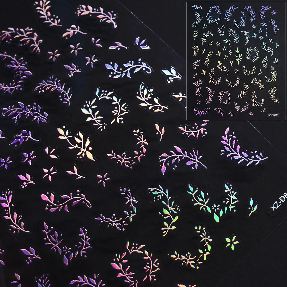 12 pezzi 3D olografico rosa stella/luna/arco adesivi per unghie iridescente Starlight nail art decalcomanie autoadesive manicure cursore adesivo