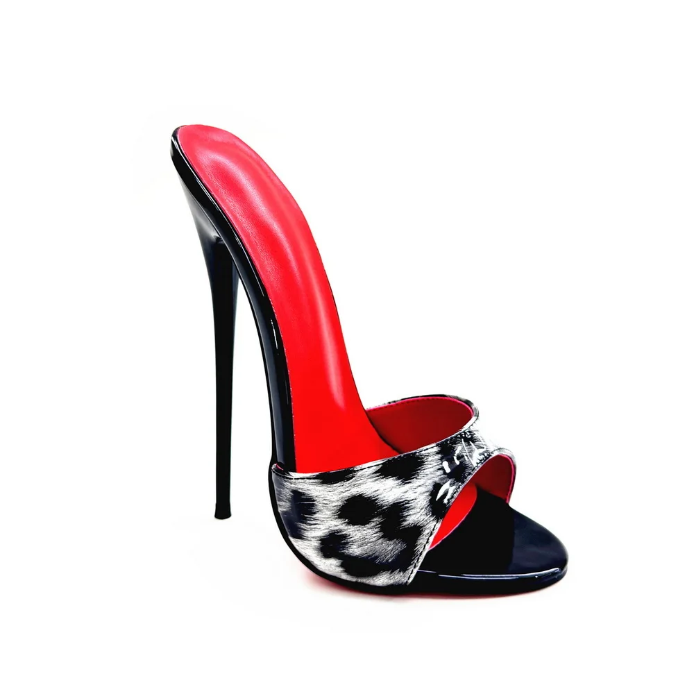 زقزقة اصبع القدم 16/14 سنتيمتر النعال عالية الكعب ، ليوبارد براءات الاختراع والجلود الشرائح ، صنم عبر خلع الملابس أحذية الصيف ، الأزرق ، الرمادي ، ألوان مخصصة