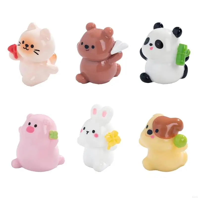 Miniature Cats Statue Garden Decors Resin Dog/Pig Figurines Toy Mini Cake Toppers for Birthday Party Decoration Supplies B03E