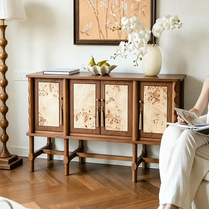 Vintage Carved Solid Wood Dresser Cream Finish Makeup Table Simple Bedroom Vanity Desk Home Furniture