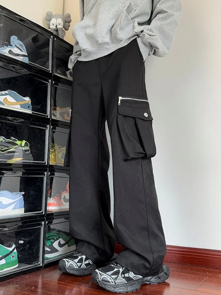 

Мужские рабочие брюки American Sle Multi-ket, новинка 2024 года, осенние, с молниями, прямые, удлиненные, повседневные