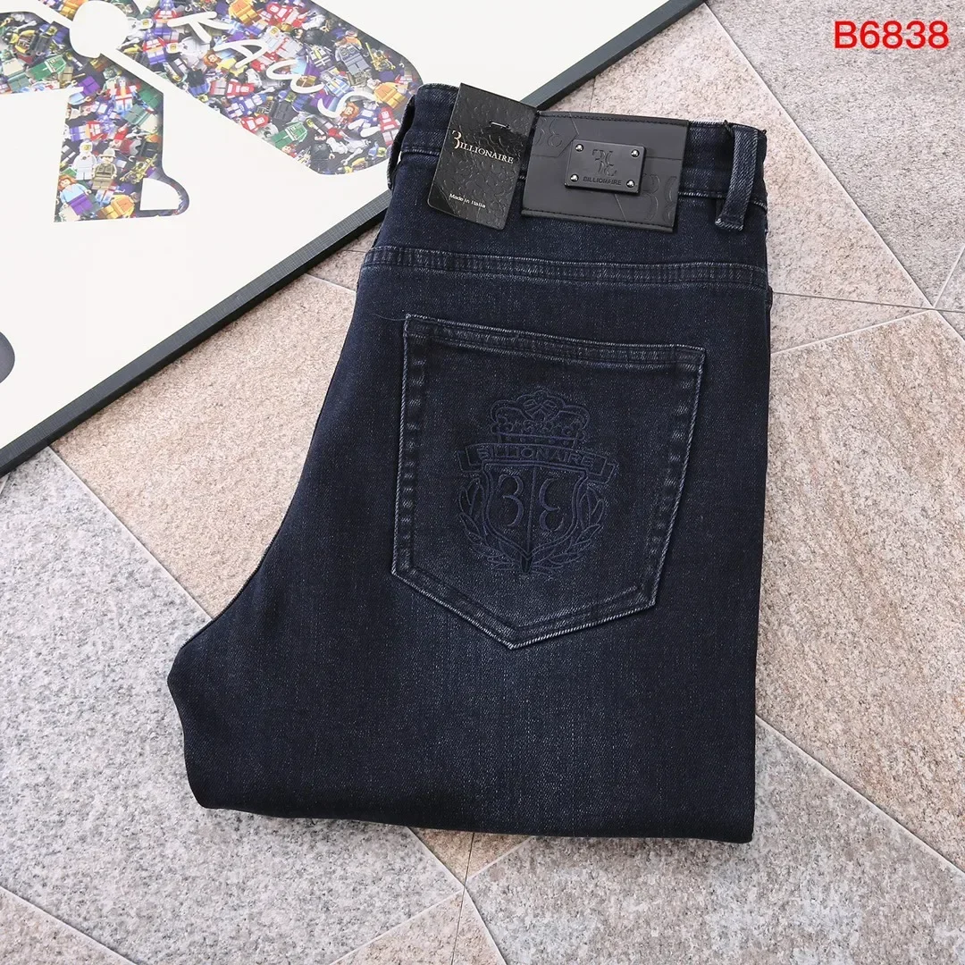 BILLIONAIRE BLKA CPTG Jeans de algodón grueso para hombre 2025 Otoño Invierno nuevo Casual bordado calidad tamaño 29-42 pantalones largos