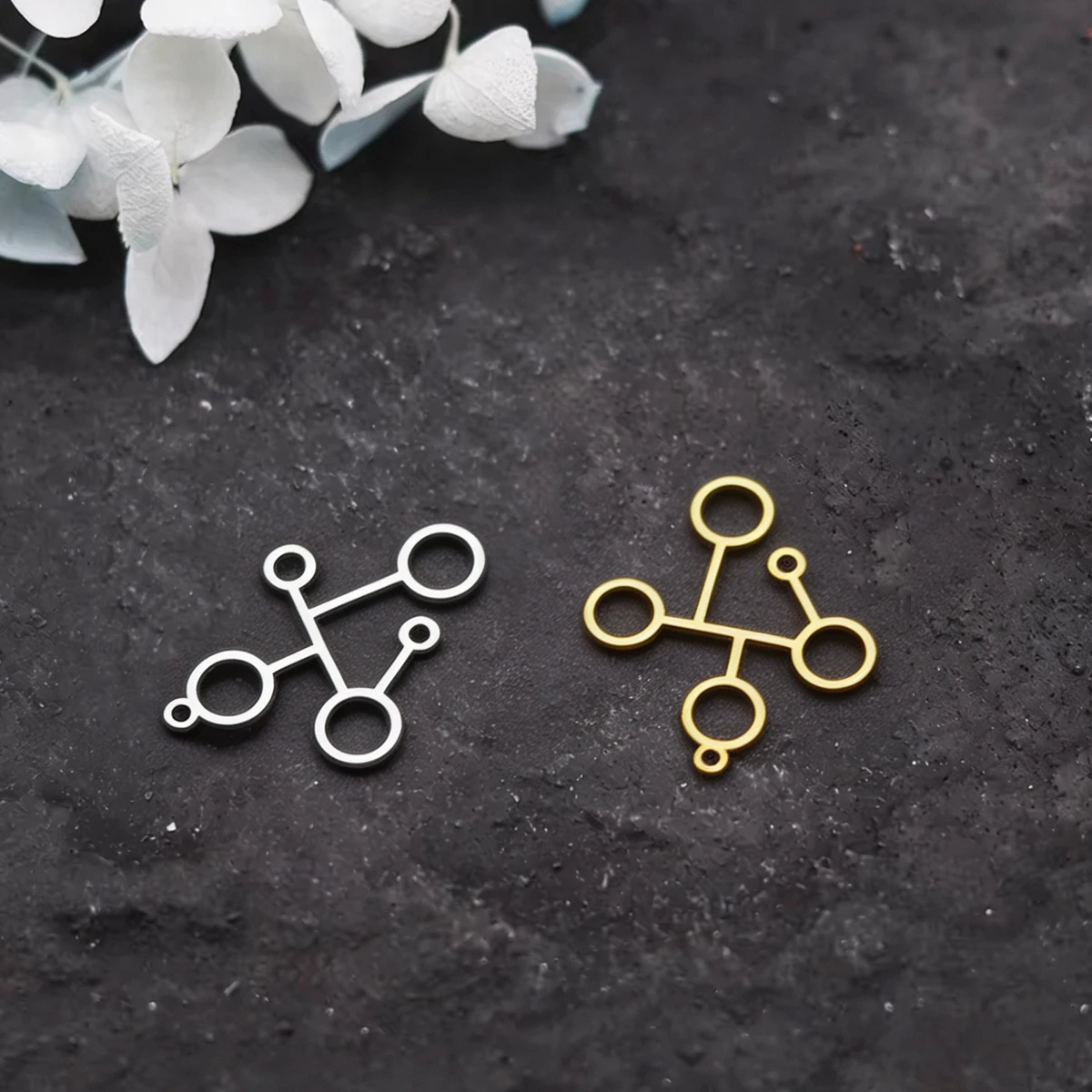 3pcs Molecule Charms Stainless Steel Hollow Round Geometric Pendant for DIY Jewelry Making Necklace Earrings Findings Wholesale