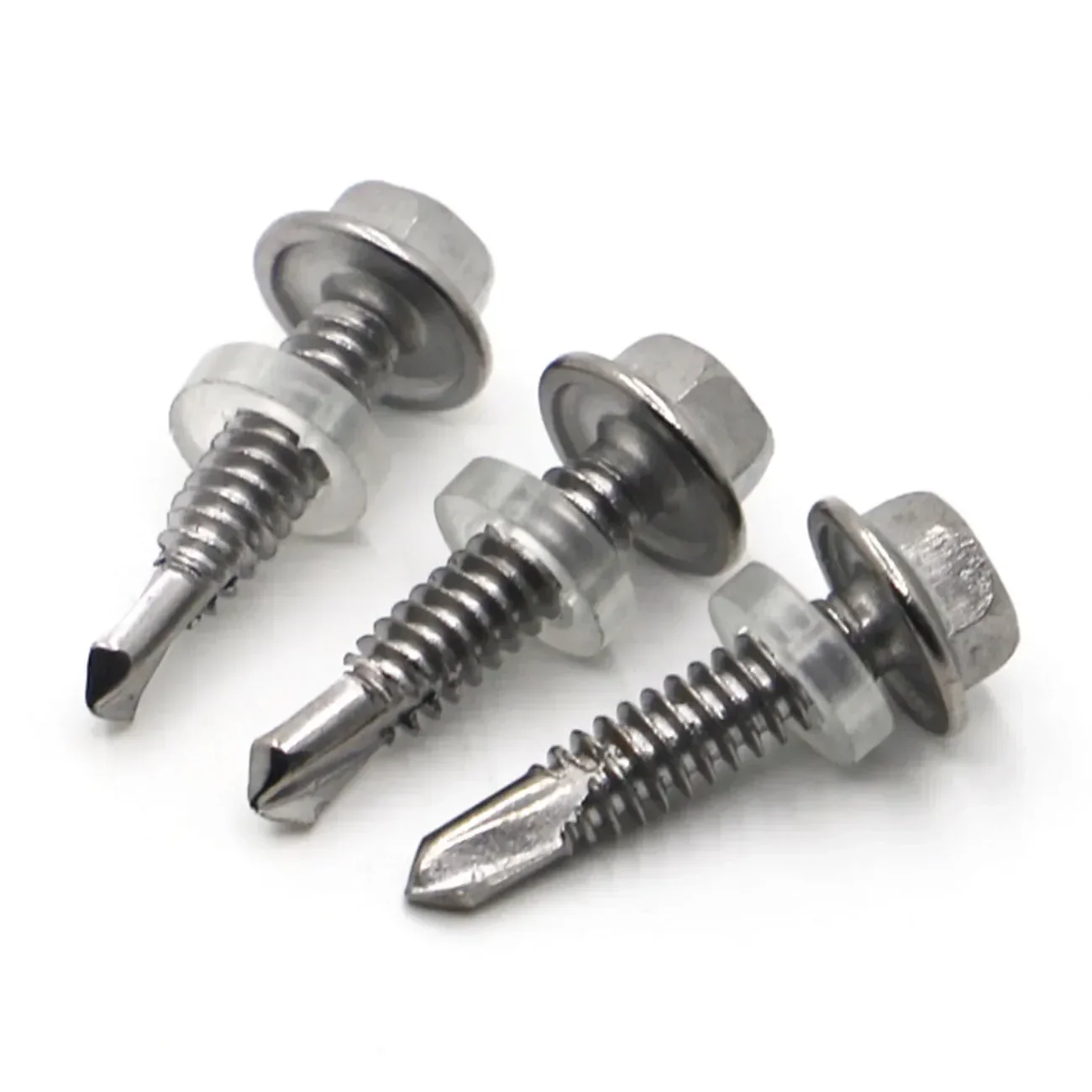 10pcs M5.5 M6.3 410 Stainless Steel External Hexagonal Drill Tail Screws Stainless Steel Self Tapping TEK Screw Series 5