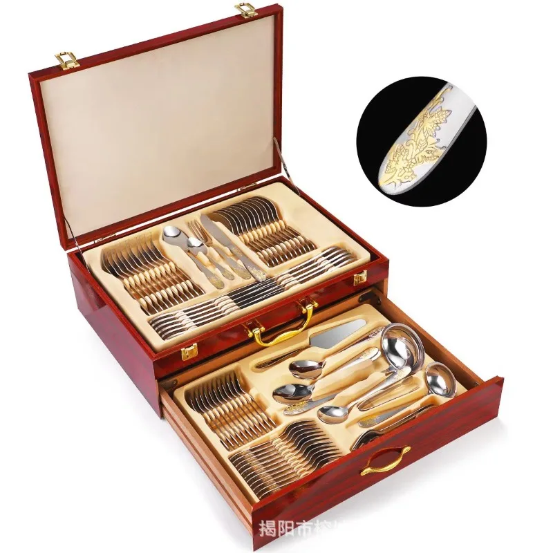 

Sales of HighEnd Rosewood GiftBoxes72-Piece Sets of Custom GrapePatterned Forks Spoons and Western Tableware Sets