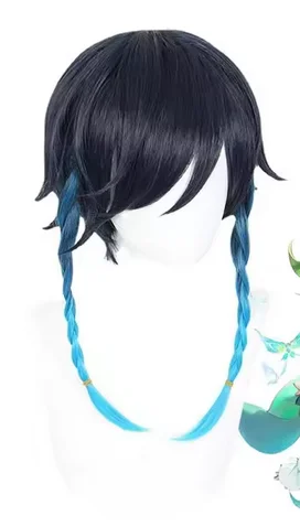 Ganyu Parrucca Blu Cosplay Ganyu abbigliamento Parrucca Anime sintetica