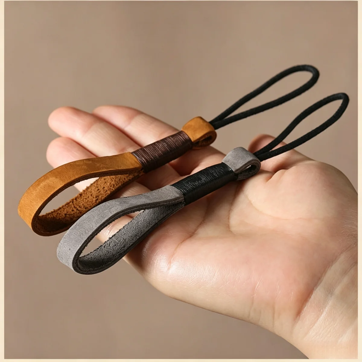 Echtes Leder Autoschlüsselanhänger Handgefertigtes Rindsleder Gewebtes Lanyard Handgelenksband Schlüsselringhalter Karabiner Schlüsselring für Männer Frauen Geschenk – Detail 8